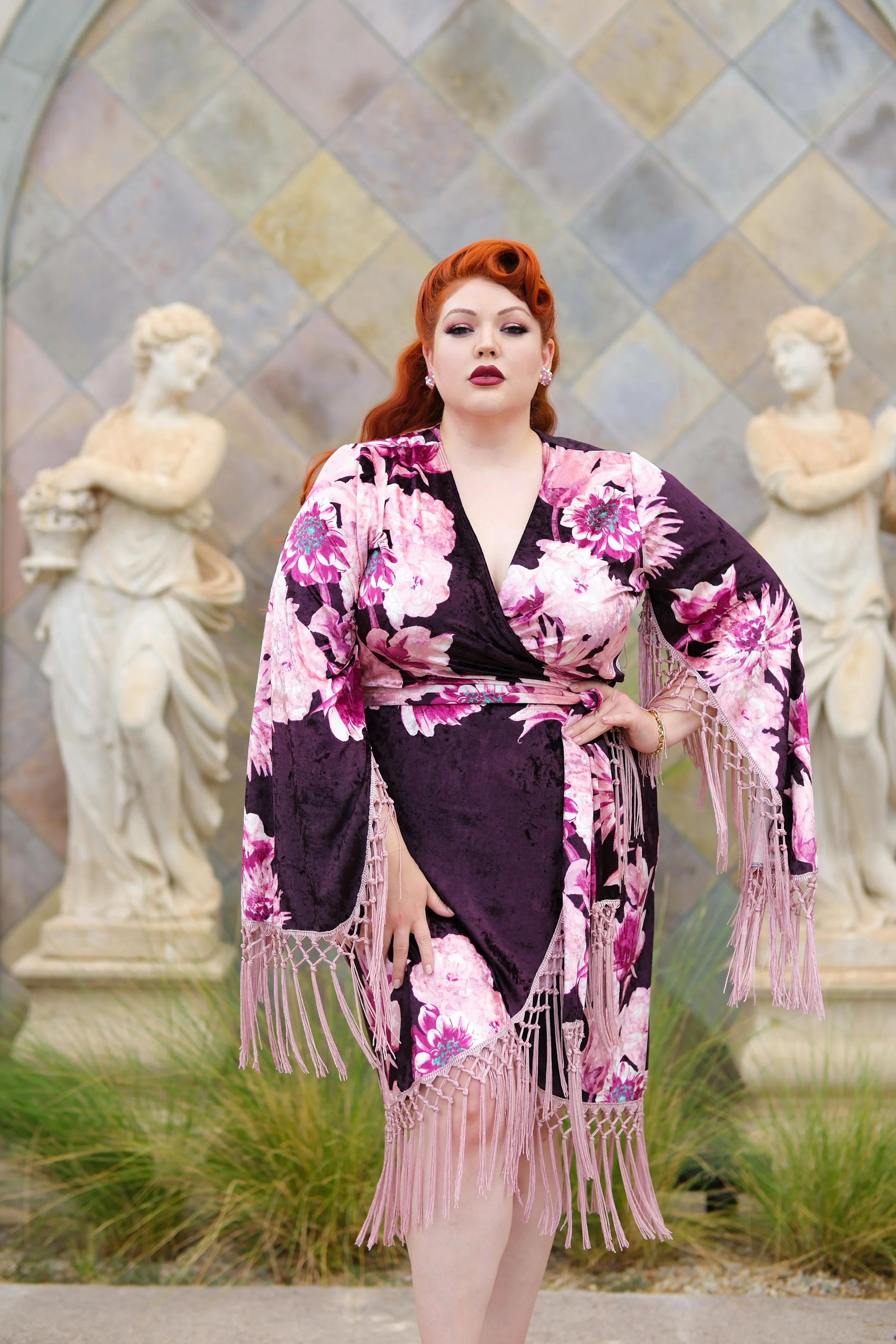 Magdalena Wrap Dress (Plum Flora)