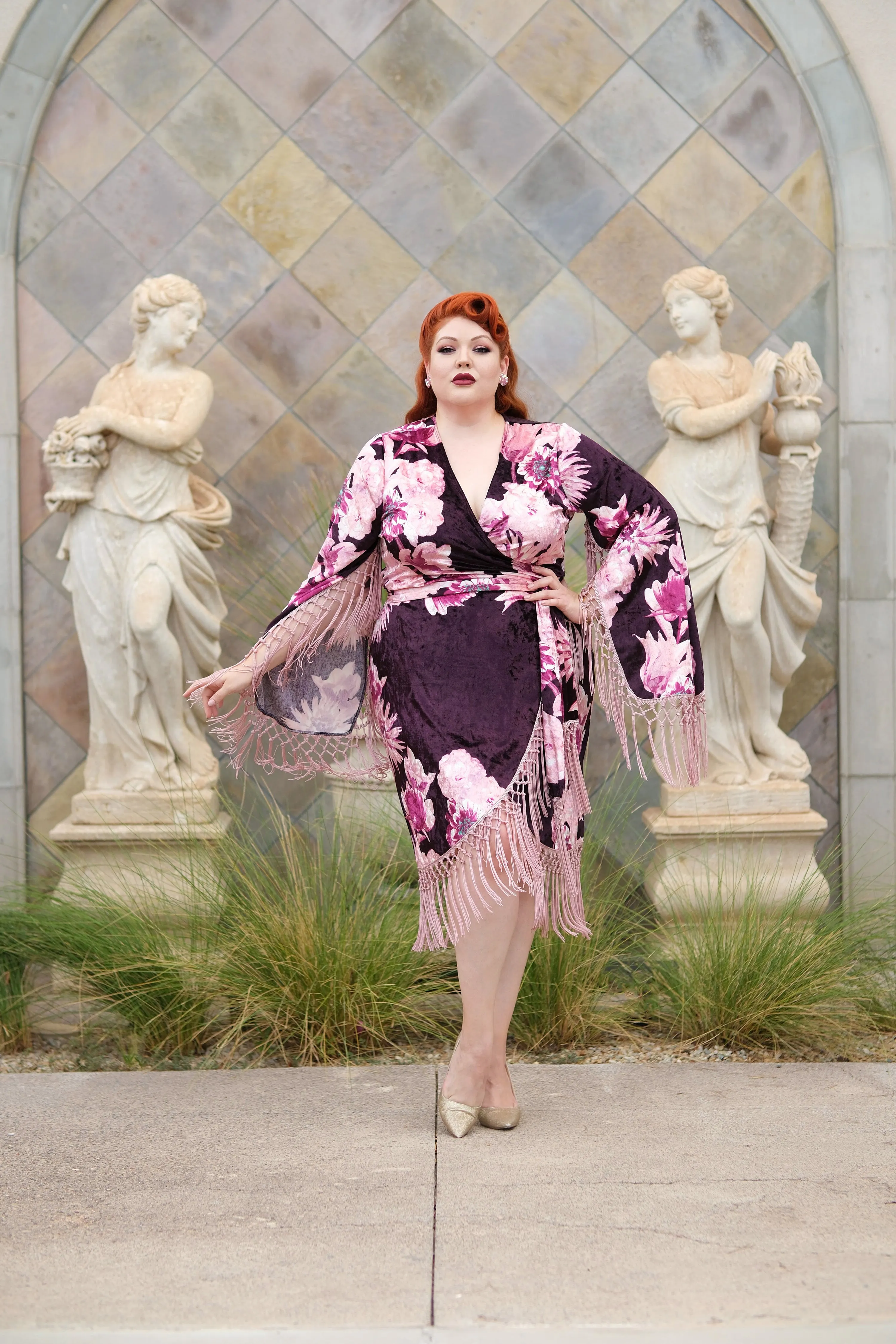 Magdalena Wrap Dress (Plum Flora)