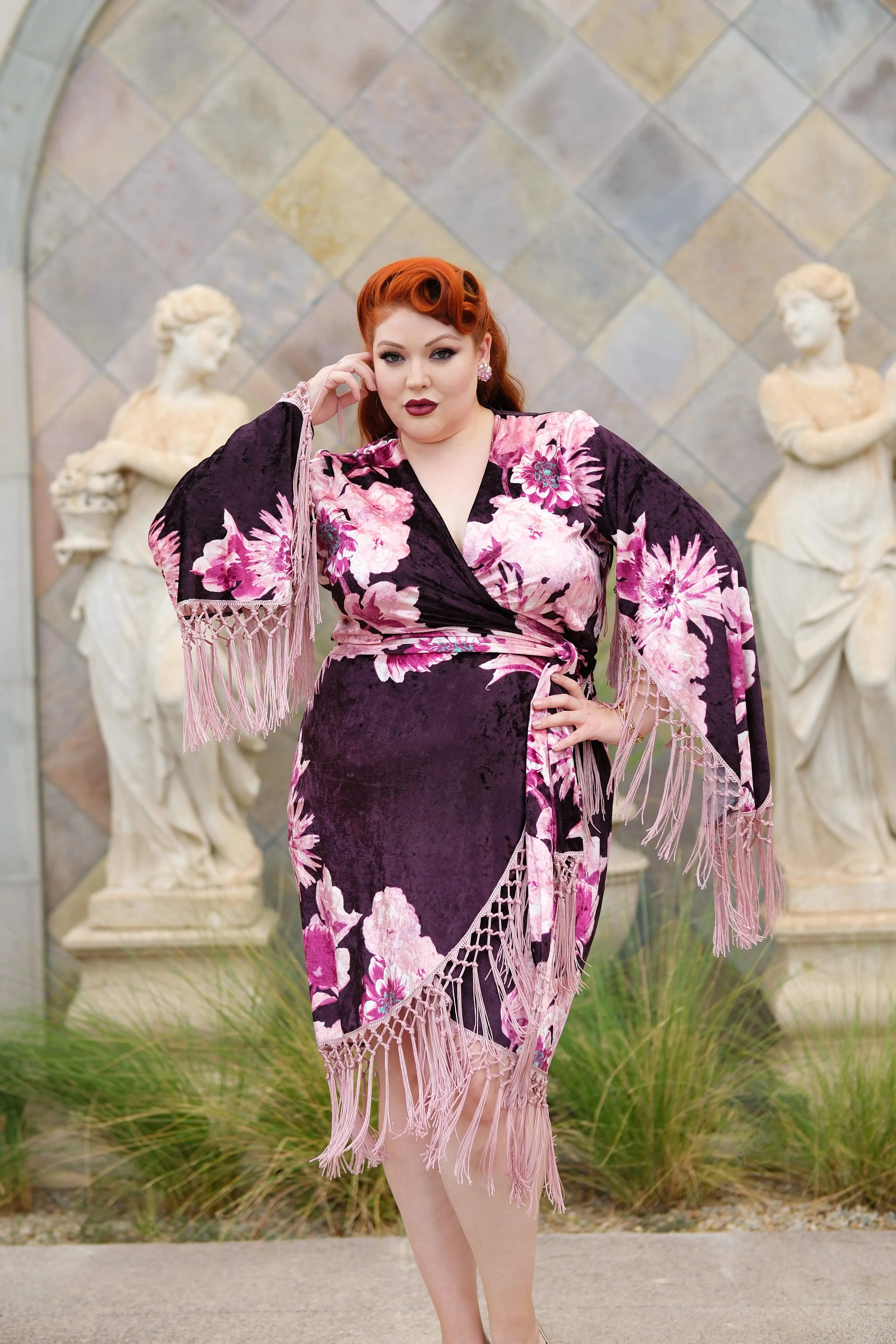 Magdalena Wrap Dress (Plum Flora)