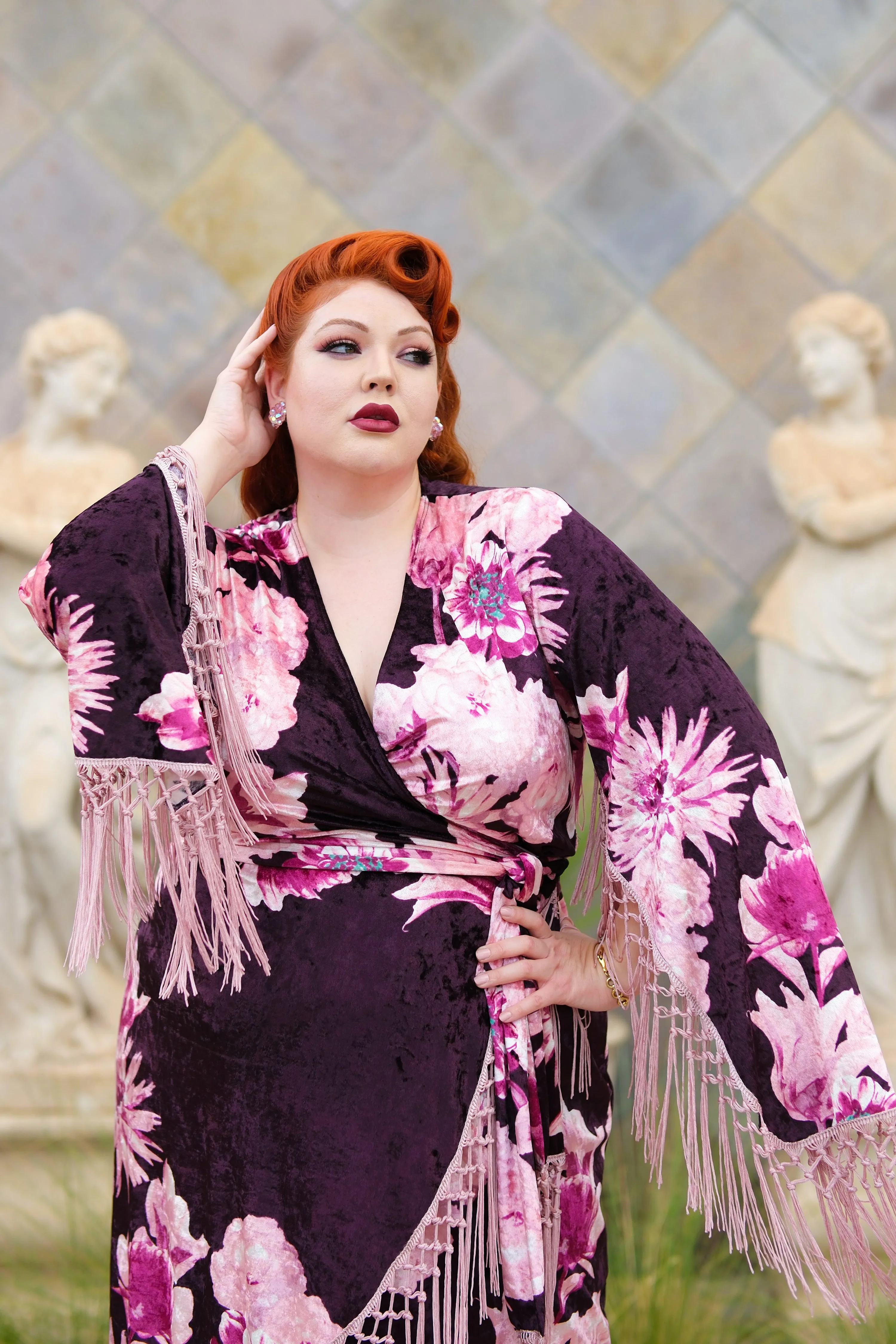 Magdalena Wrap Dress (Plum Flora)