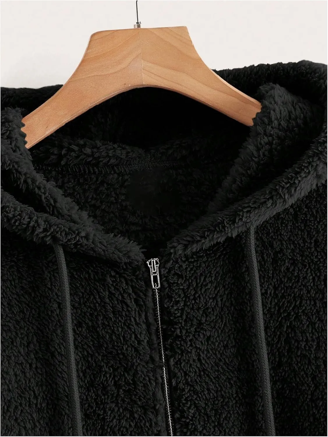 MakeMeChic Women's Faux Fur Coat Long Sleeve Zip Up Fuzzy Hoodie Lightweight Teddy Bear Fleece Jacket