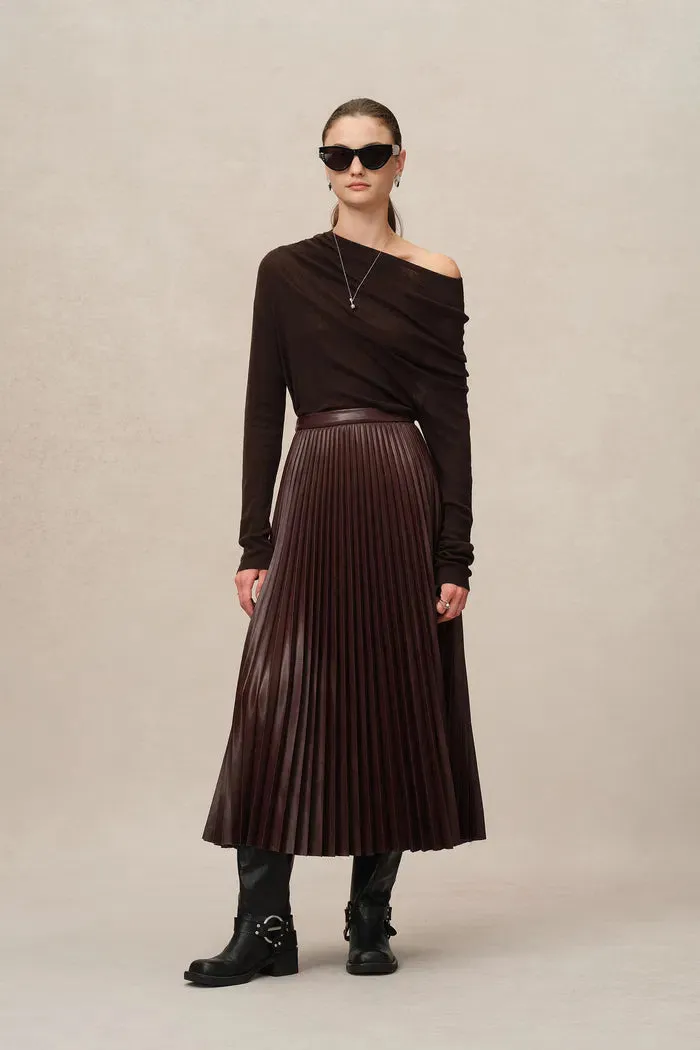 Mari Pleated Skirt in Vegan Leather