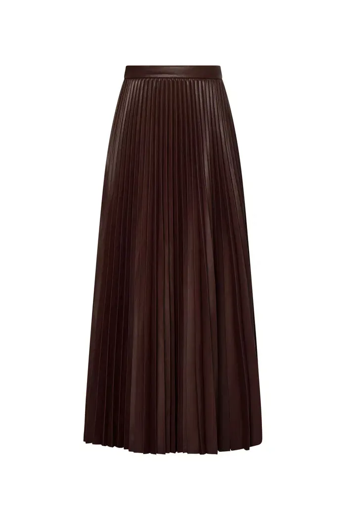 Mari Pleated Skirt in Vegan Leather