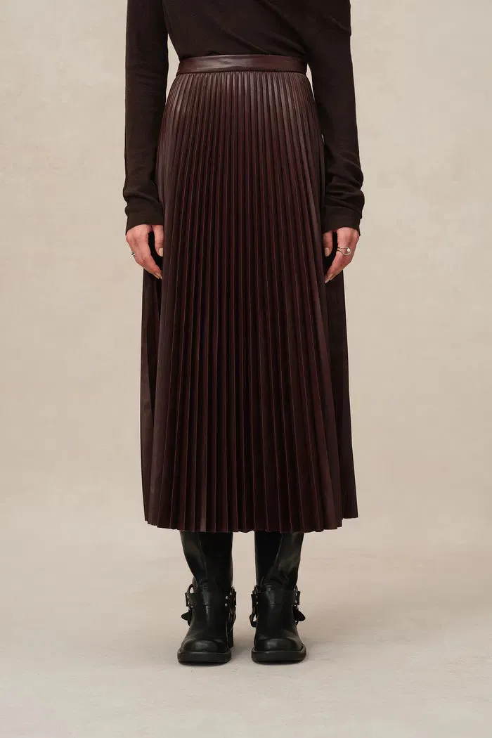Mari Pleated Skirt in Vegan Leather