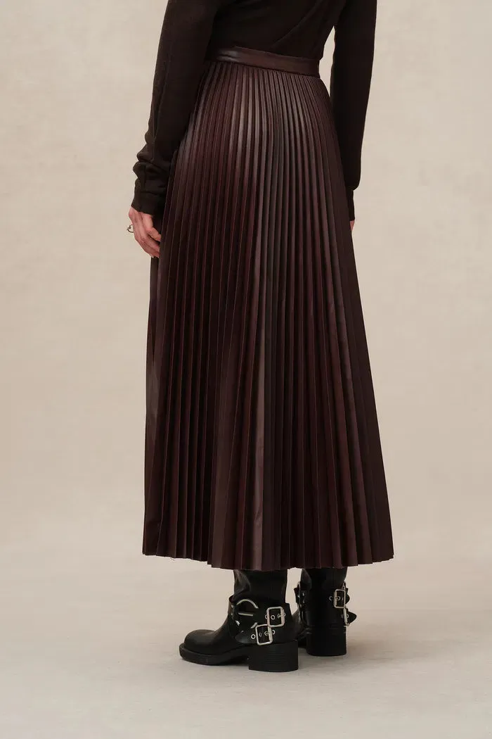 Mari Pleated Skirt in Vegan Leather