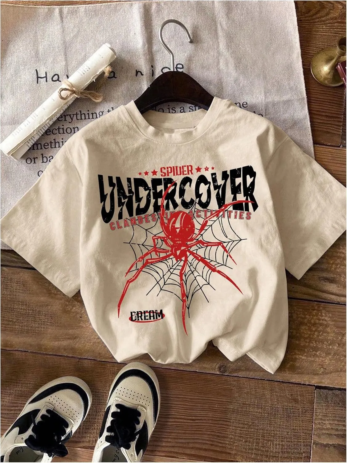 Men's Graphic Letter Tee Crewneck Short Sleeve Drop Shoulder Vintage Summer Casual T Shirts