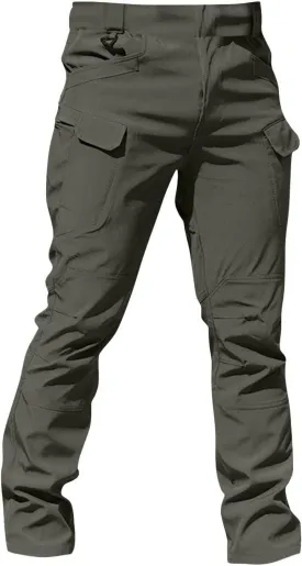 Men's Outdoor Cargo Pants Utility Elastic Waist Pockets Quick Dry Straight Leg Tactical Pants Stretch Jogging Sweatpants