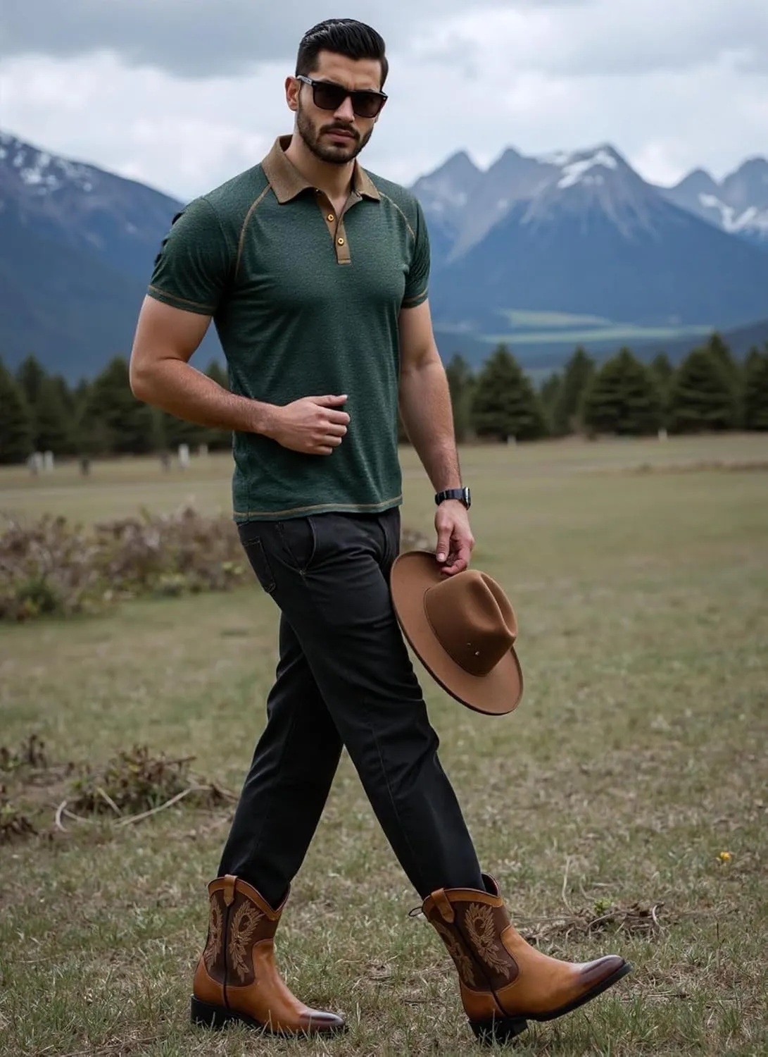 Mens Polo Golf Shirts Casual Short Sleeve Button Up Collared T-Shirt Fashion Work Business Tee Tops