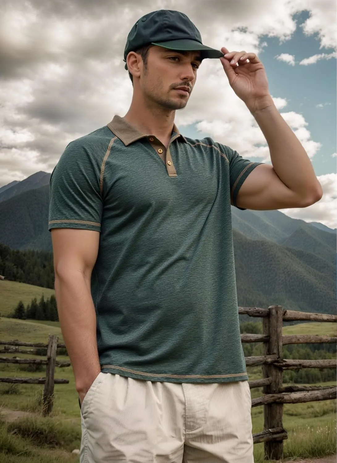 Mens Polo Golf Shirts Casual Short Sleeve Button Up Collared T-Shirt Fashion Work Business Tee Tops