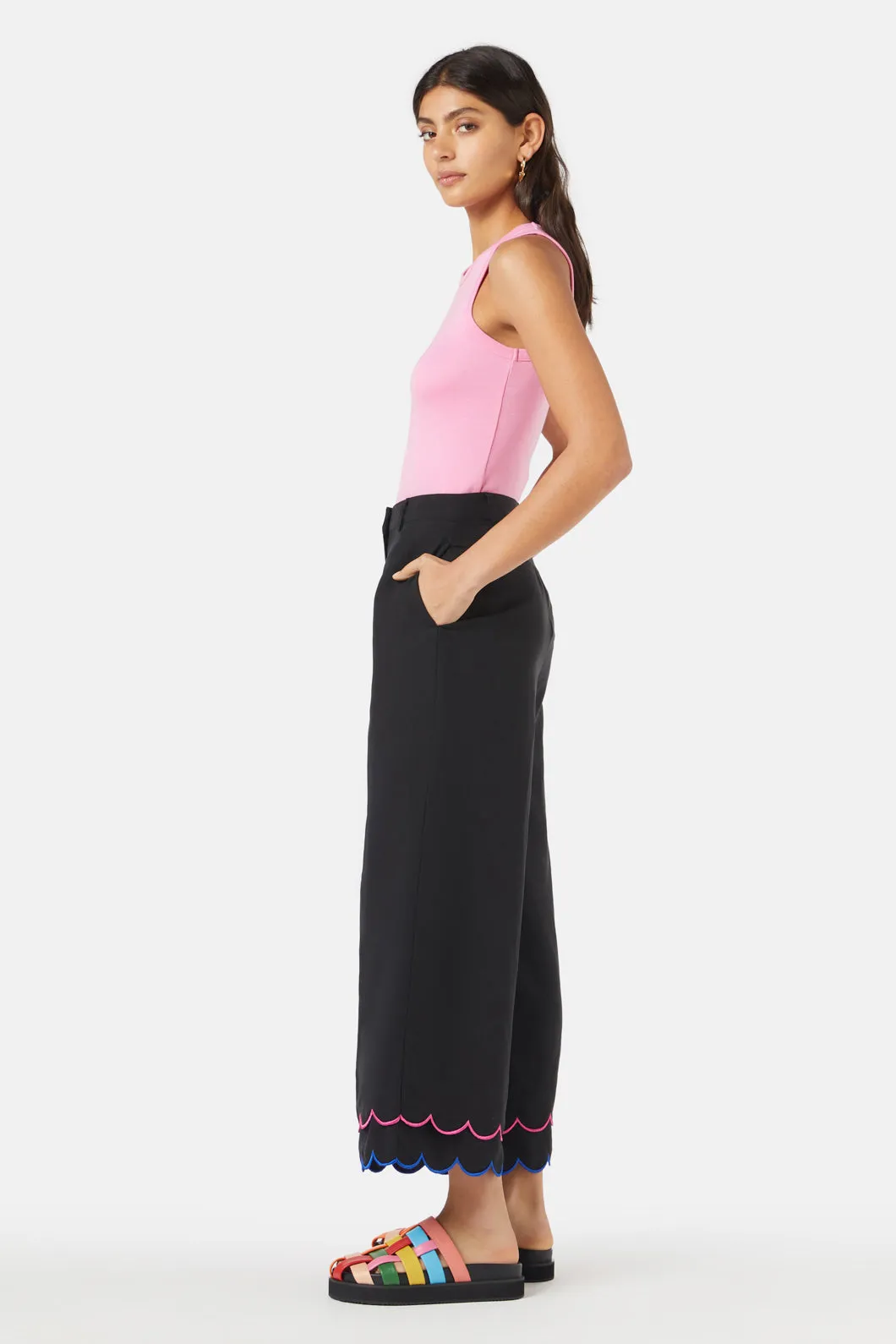 Neon Scallop Embroidered Pant