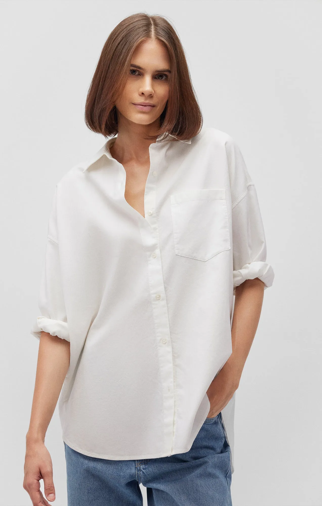 ONE POCKET BUTTON-UP SHIRT IN WHITE