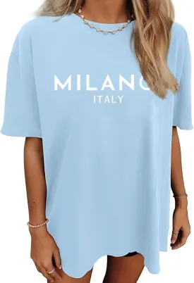 Oversized Tshirts for Women Trendy Graphic Tees Vintage Summer Short-Sleeve Preppy Shirts Casual