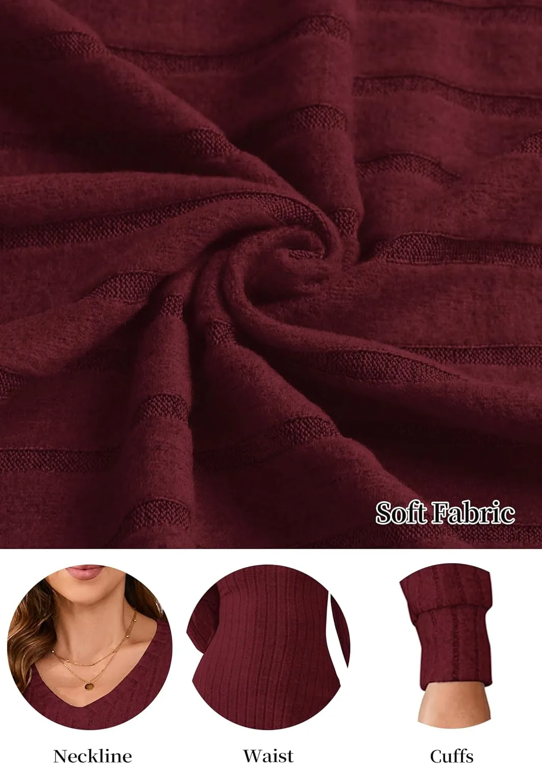 PerZeal Women's Casual V Neck Long Sleeve Knit 2025 Trendy Spring Dresses Solid Color A Line Midi Dress Sweater Dress