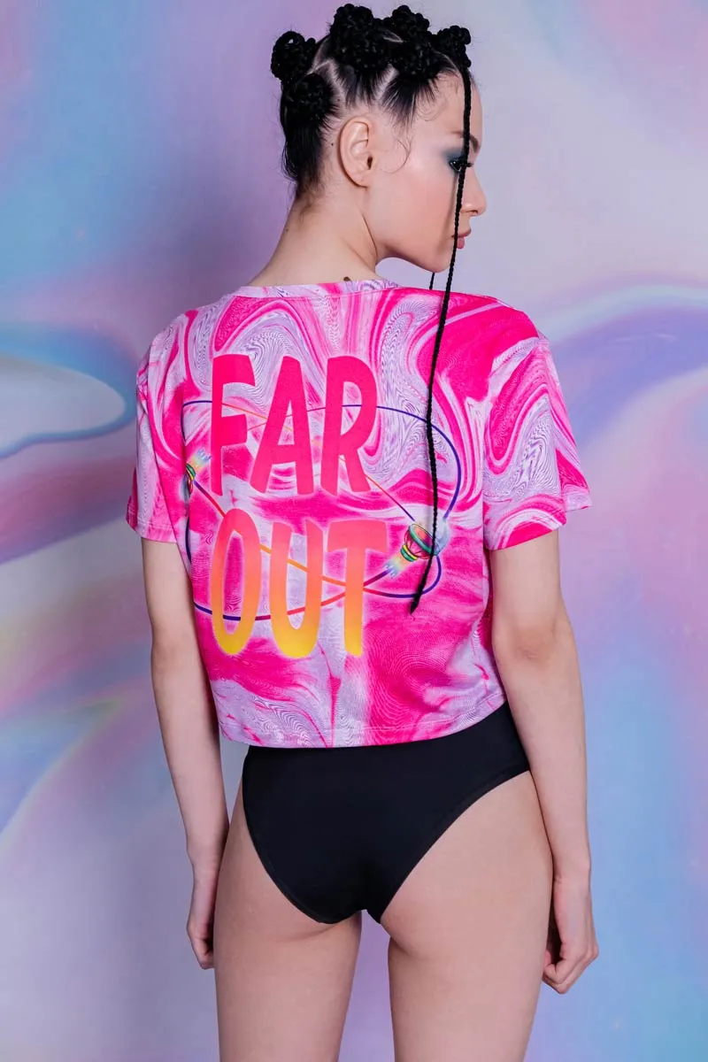 Pink Outer Space Cropped Tee