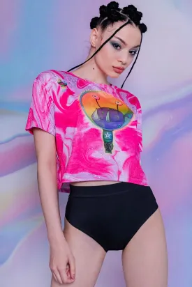 Pink Outer Space Cropped Tee