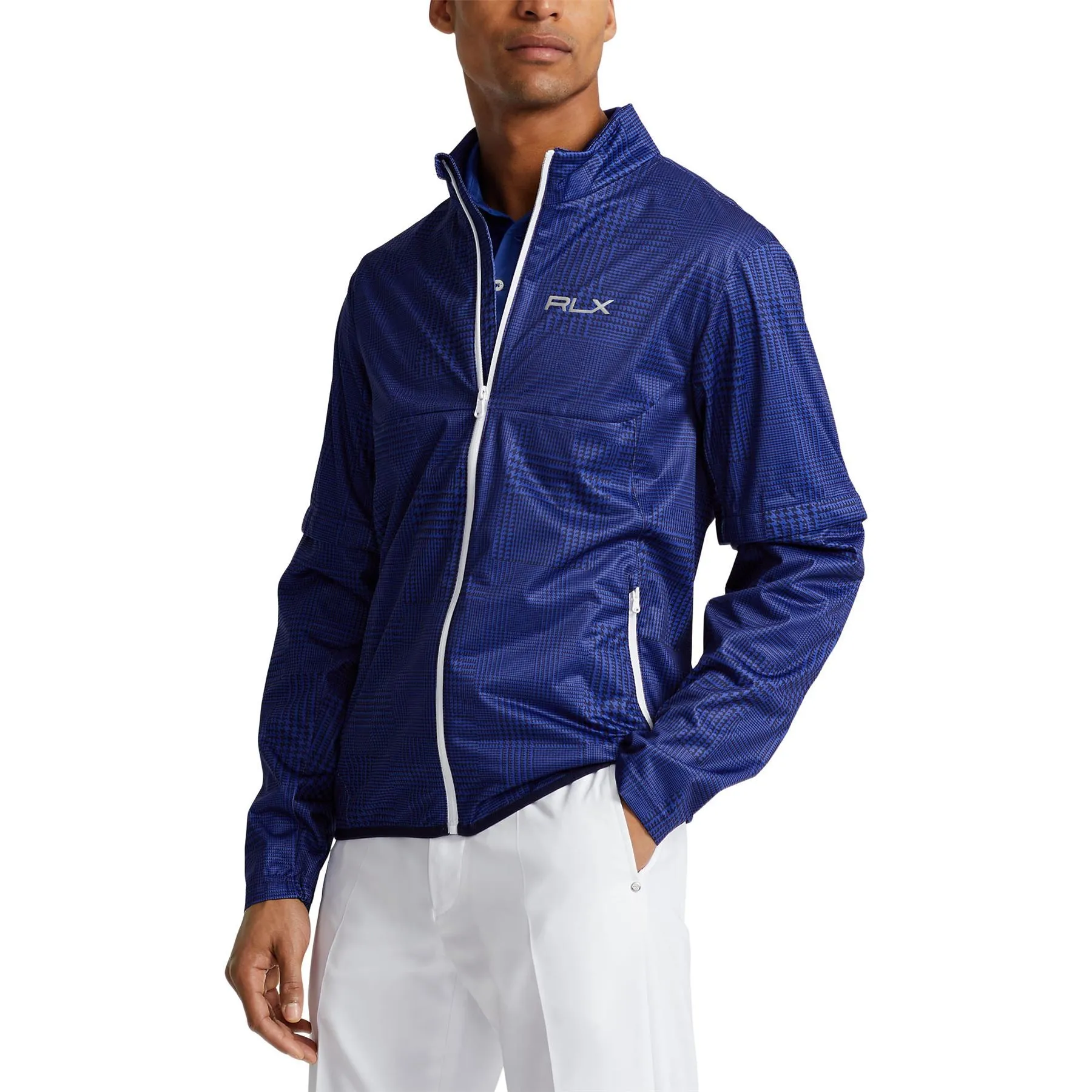 Plaid Water-Repellent Performance Jacket French Navy Glen Plaid Ptchwrk - SS23