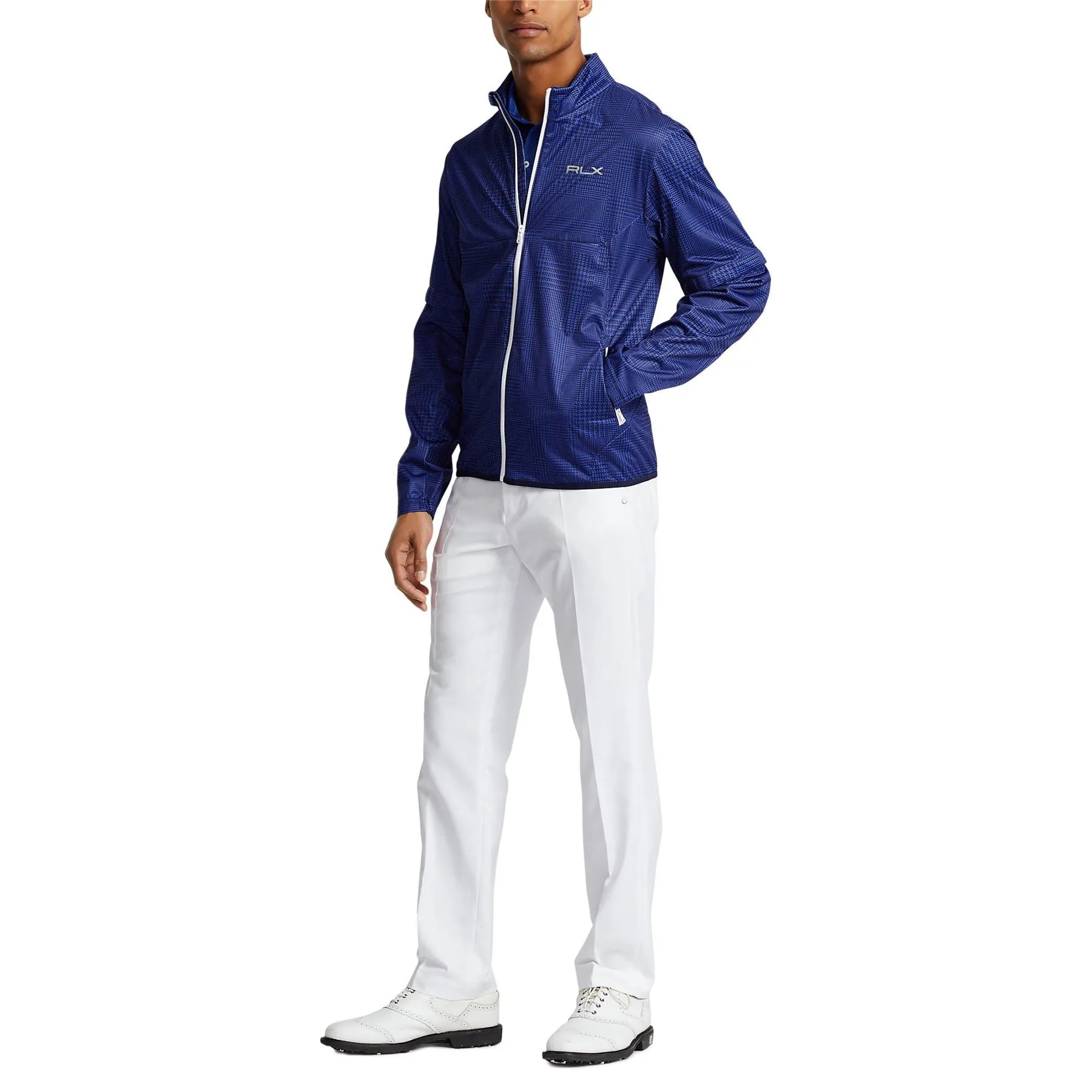 Plaid Water-Repellent Performance Jacket French Navy Glen Plaid Ptchwrk - SS23