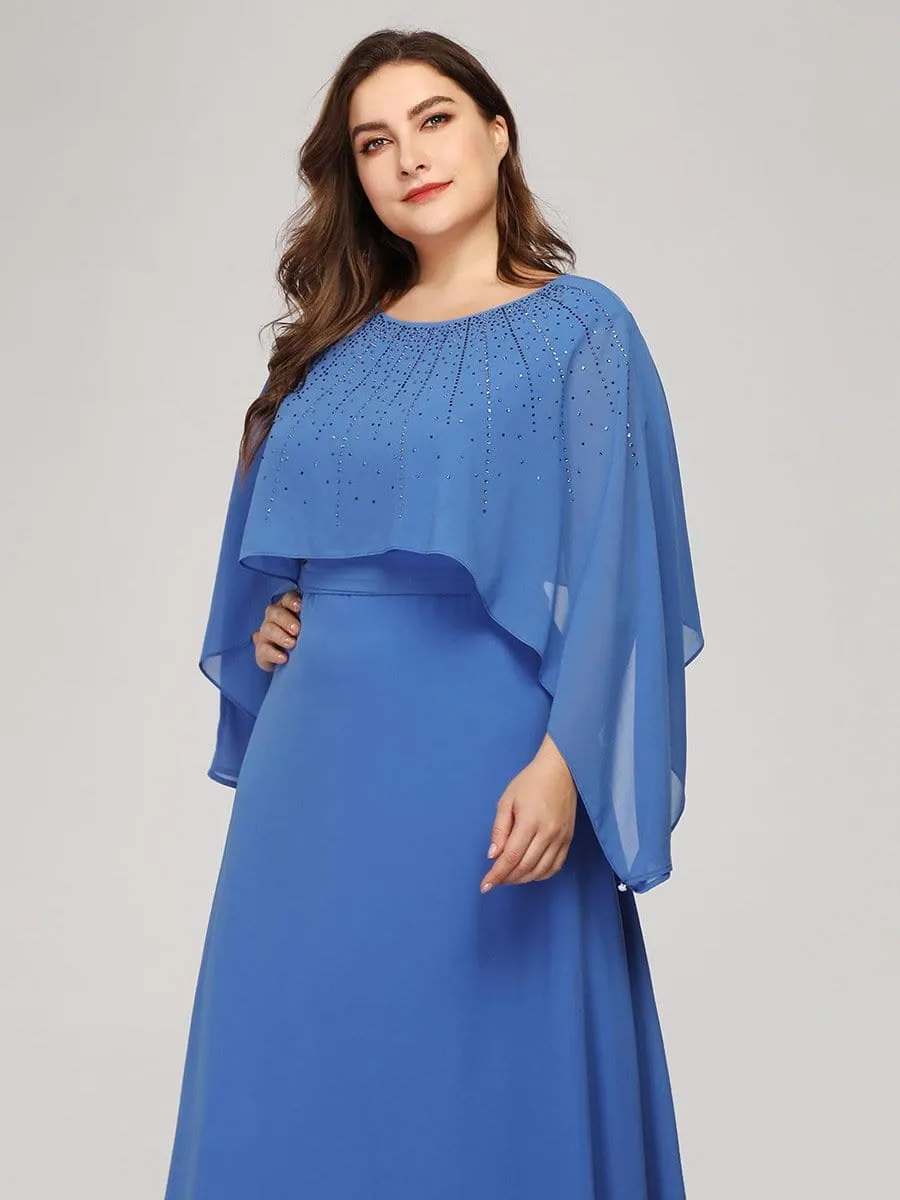 Plus Size Maxi Long Mother of Bridesmaid Dress with Batwing Sleeve