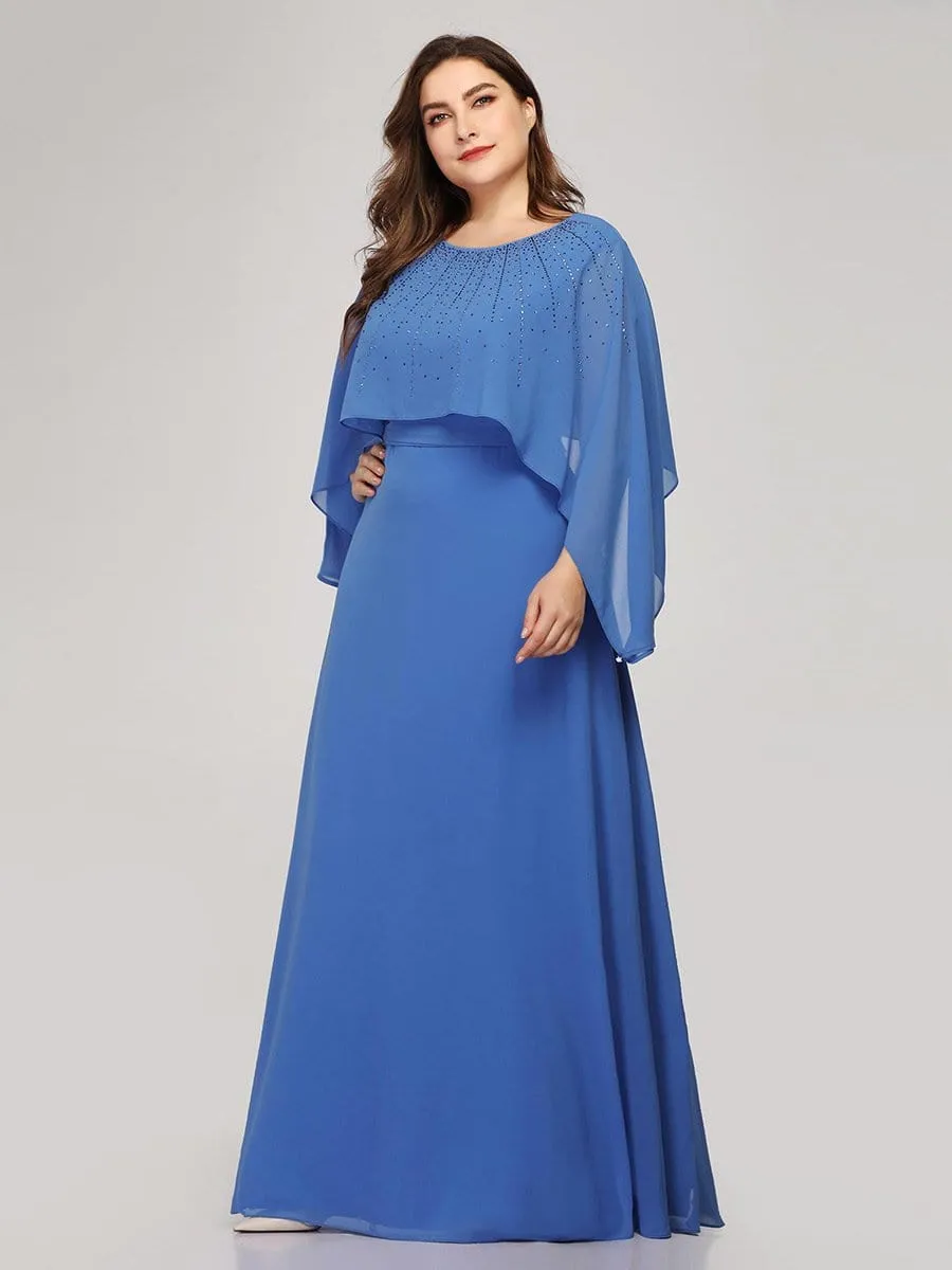 Plus Size Maxi Long Mother of Bridesmaid Dress with Batwing Sleeve
