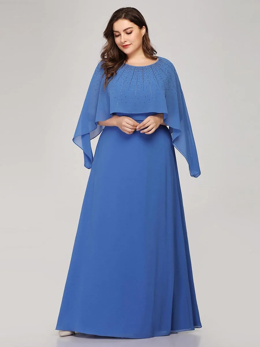Plus Size Maxi Long Mother of Bridesmaid Dress with Batwing Sleeve