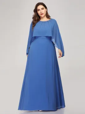 Plus Size Maxi Long Mother of Bridesmaid Dress with Batwing Sleeve