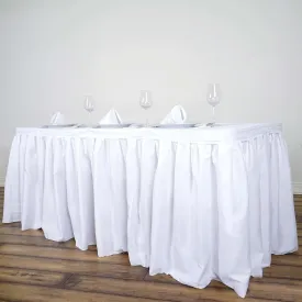 Polyester Table Skirt 17ft White - Stylish Pleated Banquet Folding Table Cover