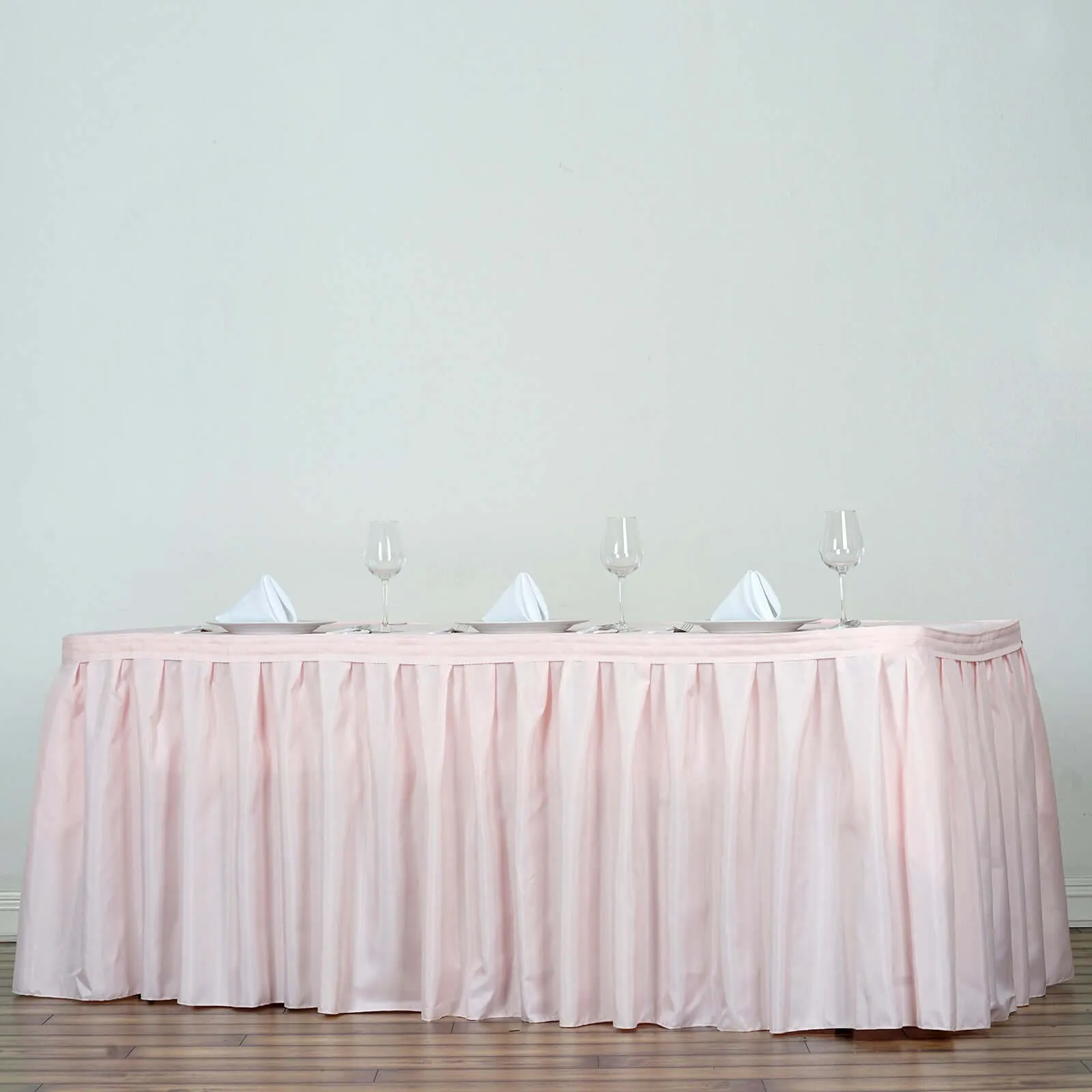 Polyester Table Skirt 21ft Blush - Stylish Pleated Table Cover