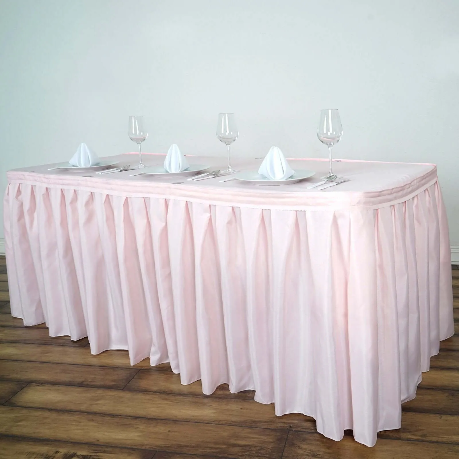 Polyester Table Skirt 21ft Blush - Stylish Pleated Table Cover