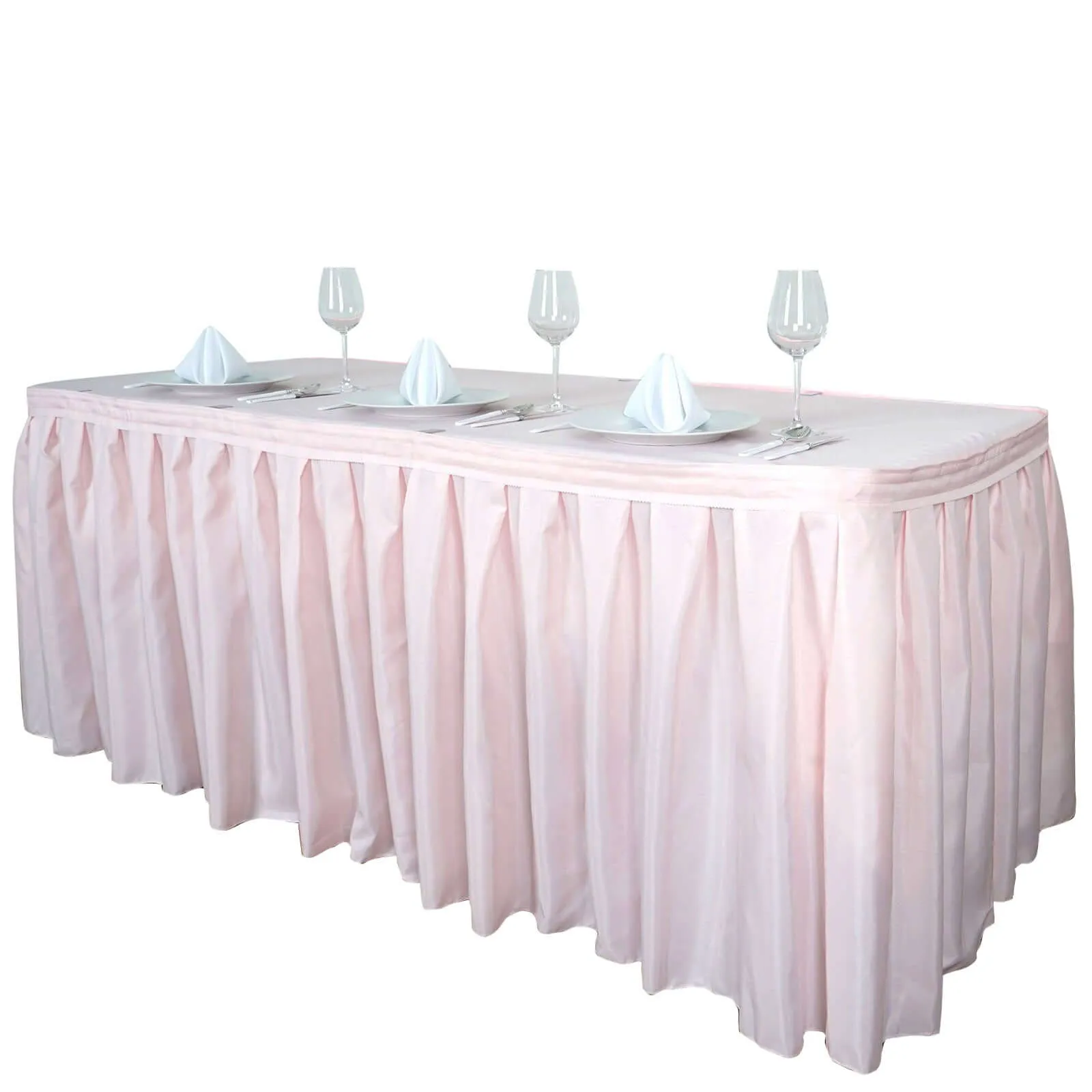 Polyester Table Skirt 21ft Blush - Stylish Pleated Table Cover