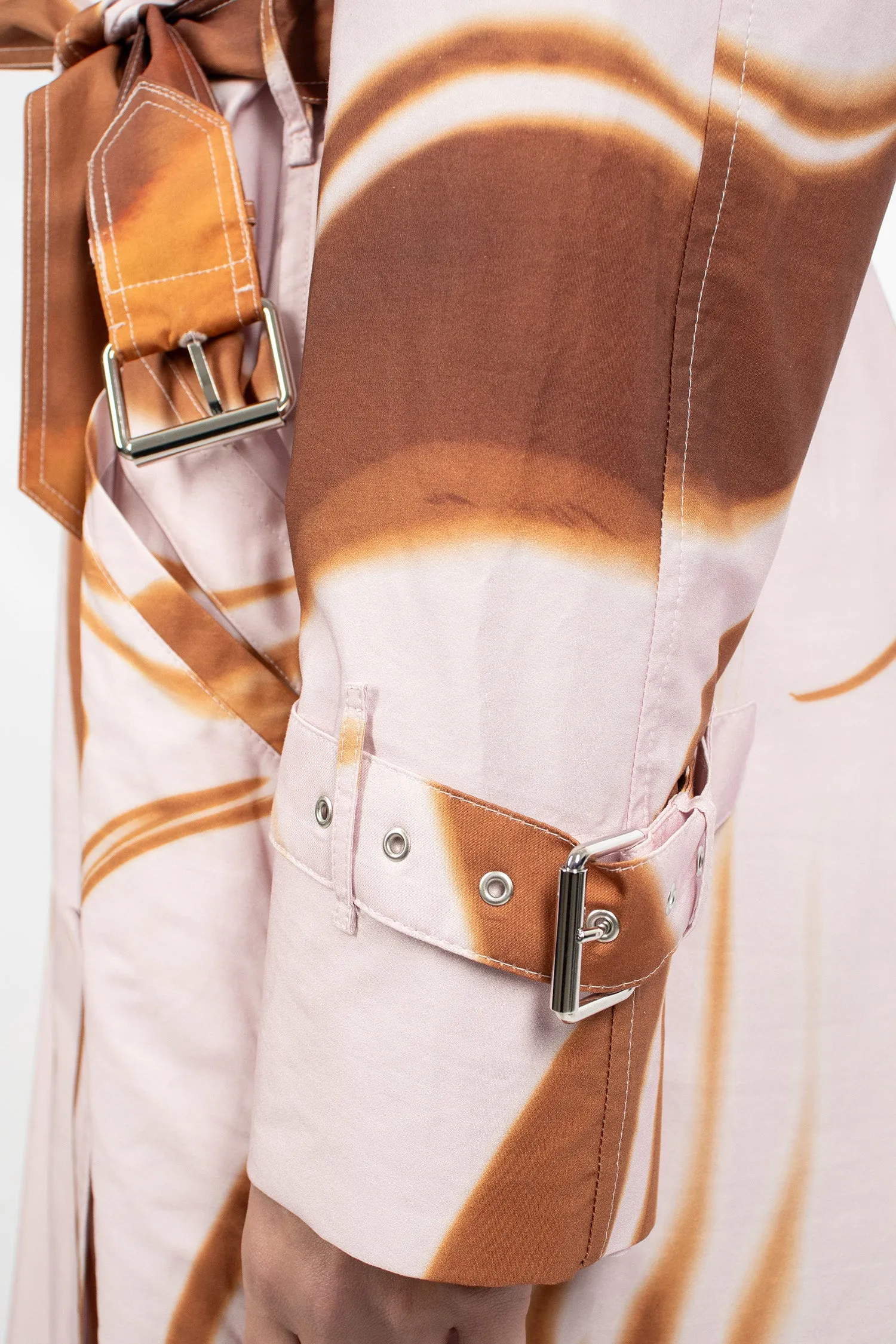 Printed Trench Coat Brown/Pink