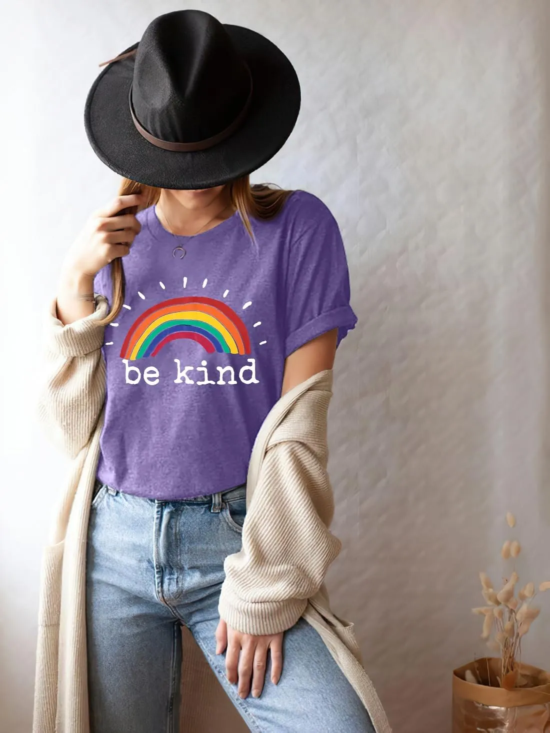 Rainbow Graphic Short Sleeve Inspirational Shirt Funny Casual Tee Shirts
