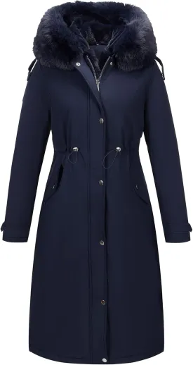 RISISSIDA Puffer Jacket Women Winter Fur Lined Coat with Long Fur Collar Hooded Cold-resistant, Warm Bubble Overcoat