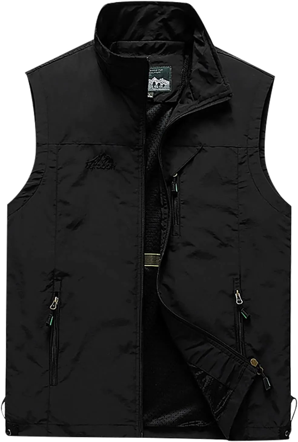 RTRDE Men's Outdoor Casual Full Zip Stand Collar Fishing Work Safari Travel Vest Sleeveless Jacket Hiking Coat, XL-4XL