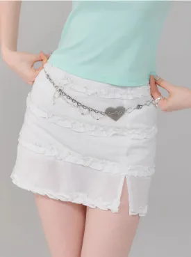 Ruffled White Mini Skirt