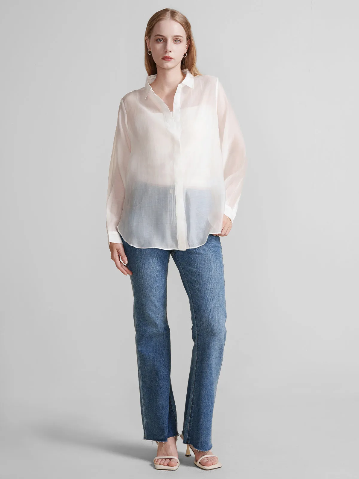 Sheer Button-Up Shirt