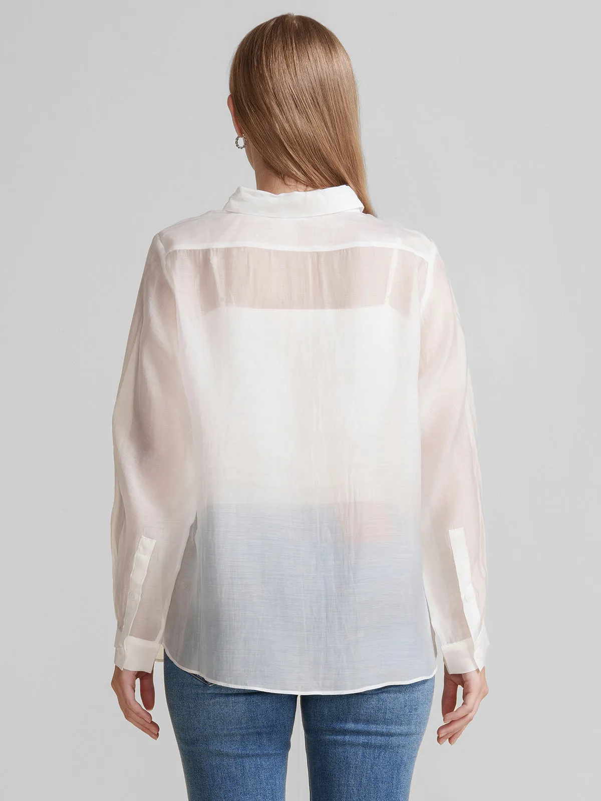 Sheer Button-Up Shirt