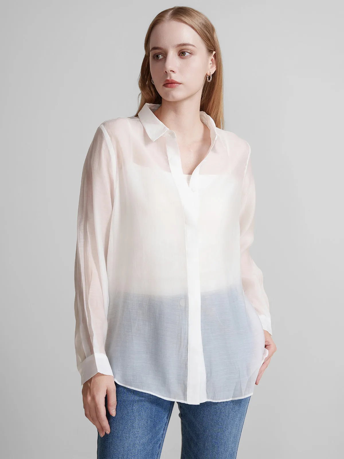 Sheer Button-Up Shirt