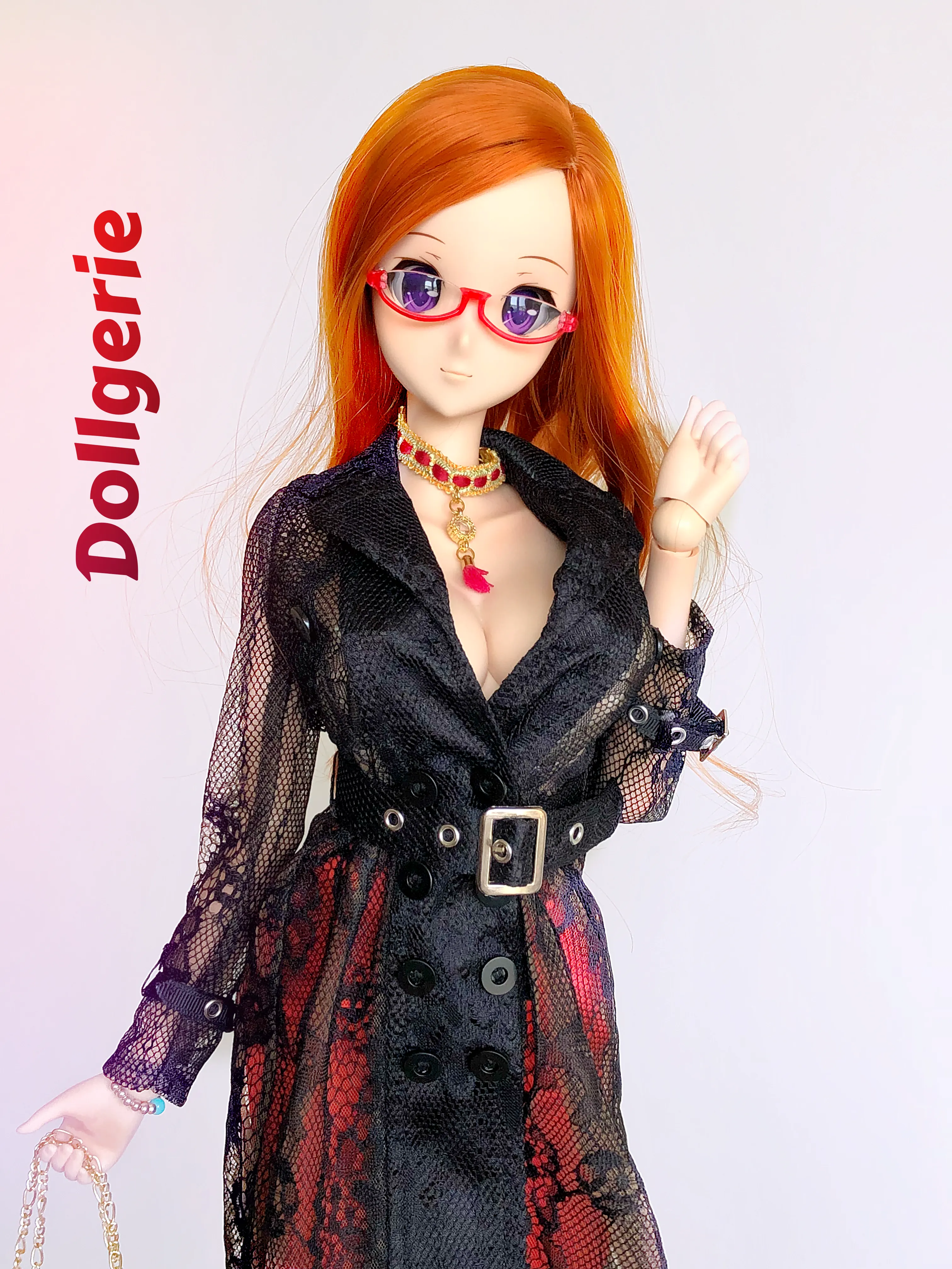 Signature Black Lace Trench Coat for DDdy /DD3 /SmD