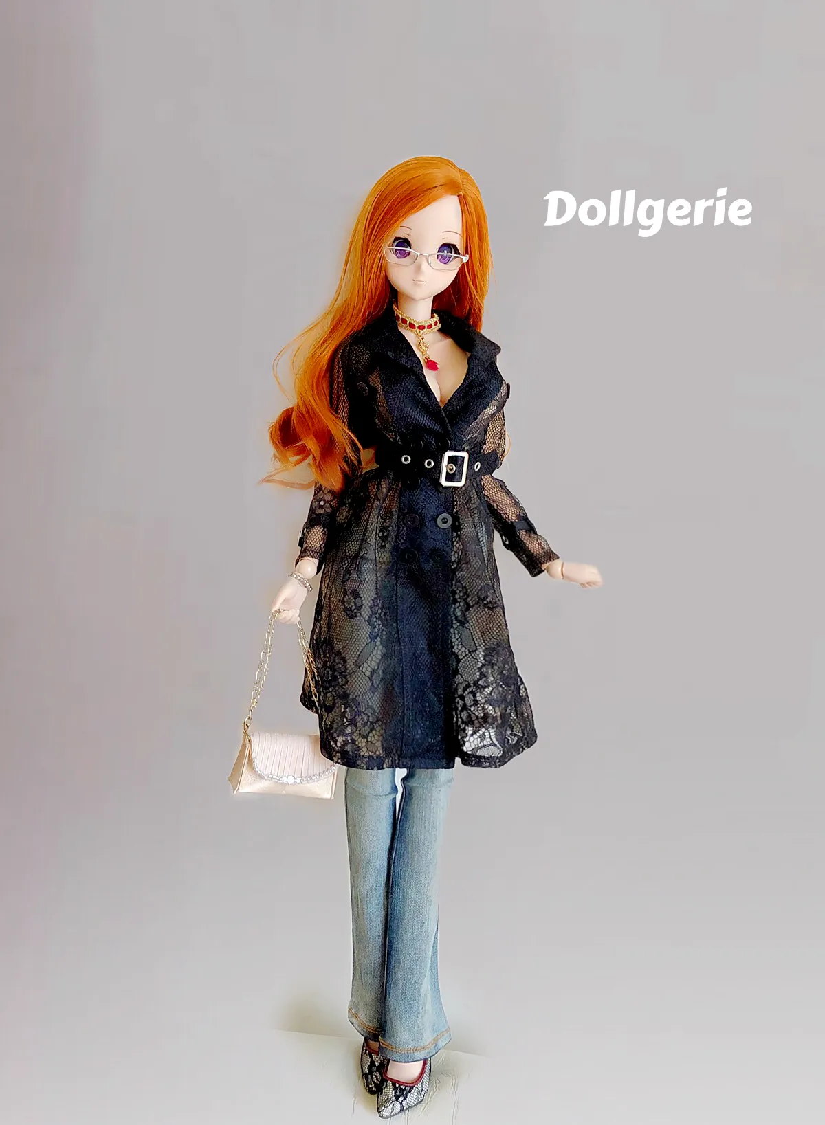 Signature Black Lace Trench Coat for DDdy /DD3 /SmD