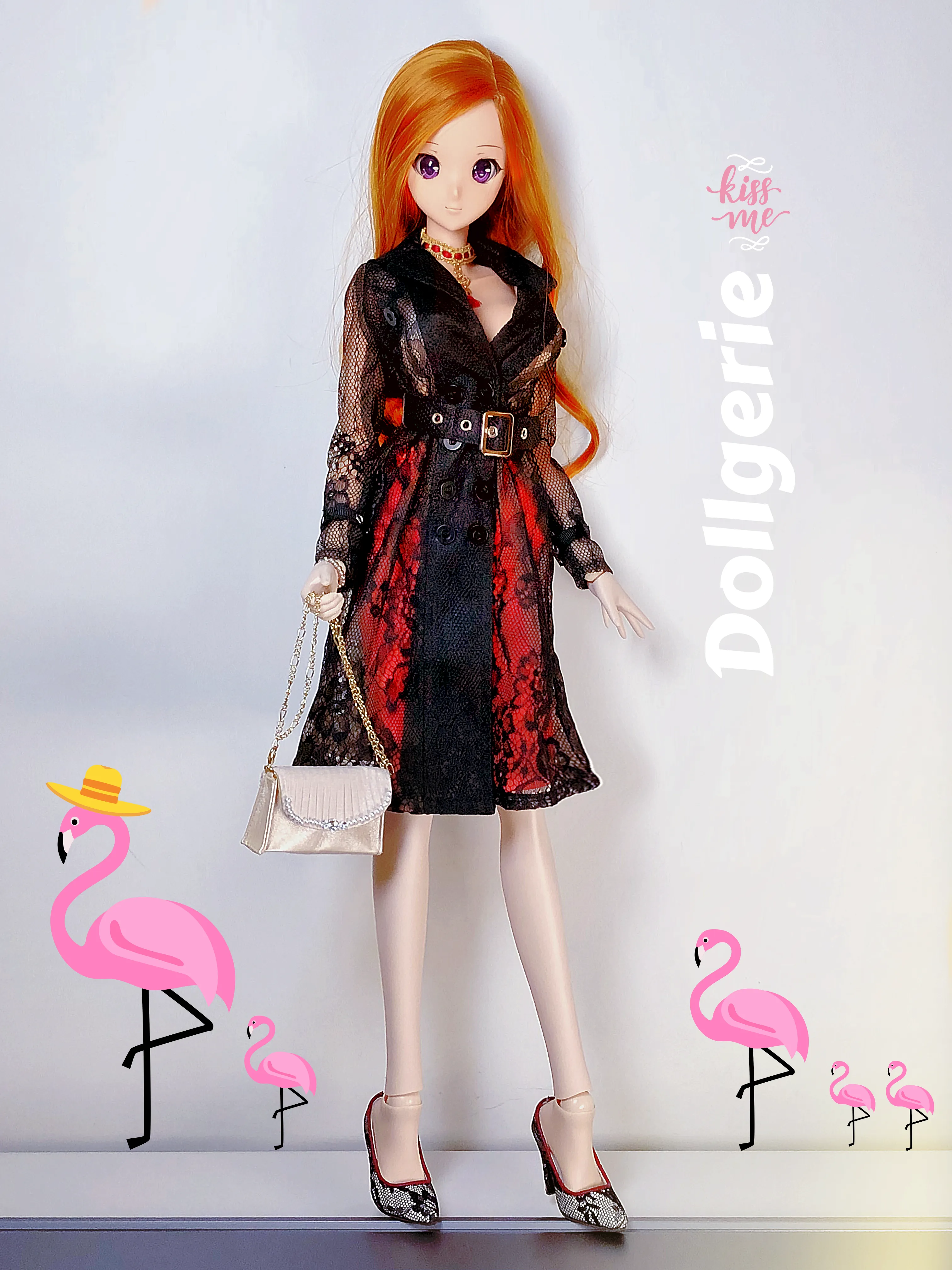 Signature Black Lace Trench Coat for DDdy /DD3 /SmD