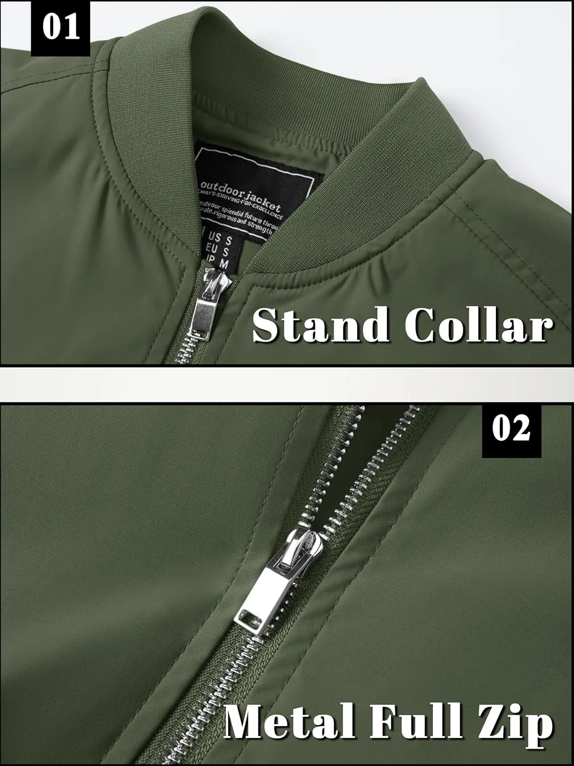 TACVASEN Men's Bomber Jacket Lightweight Casual Spring Fall Windbreaker Zip Up Coat with Pocket