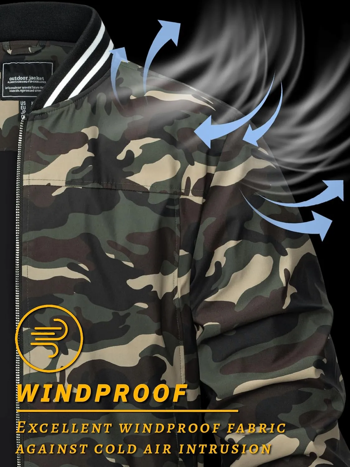 TACVASEN Men's Lightweight Jacket Casual Spring Fall Windbreaker Bomber Zip Up Coat With Pocket