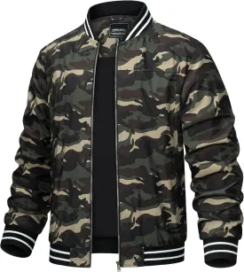 TACVASEN Men's Lightweight Jacket Casual Spring Fall Windbreaker Bomber Zip Up Coat With Pocket