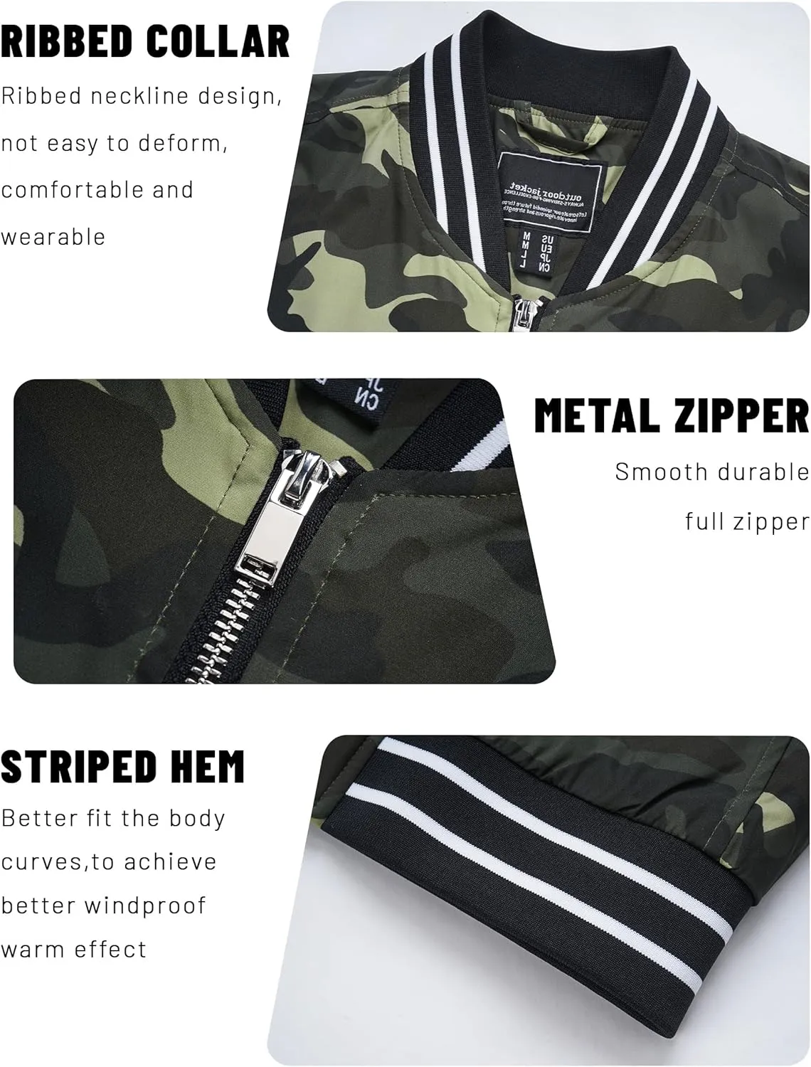 TACVASEN Men's Lightweight Jacket Casual Spring Fall Windbreaker Bomber Zip Up Coat With Pocket