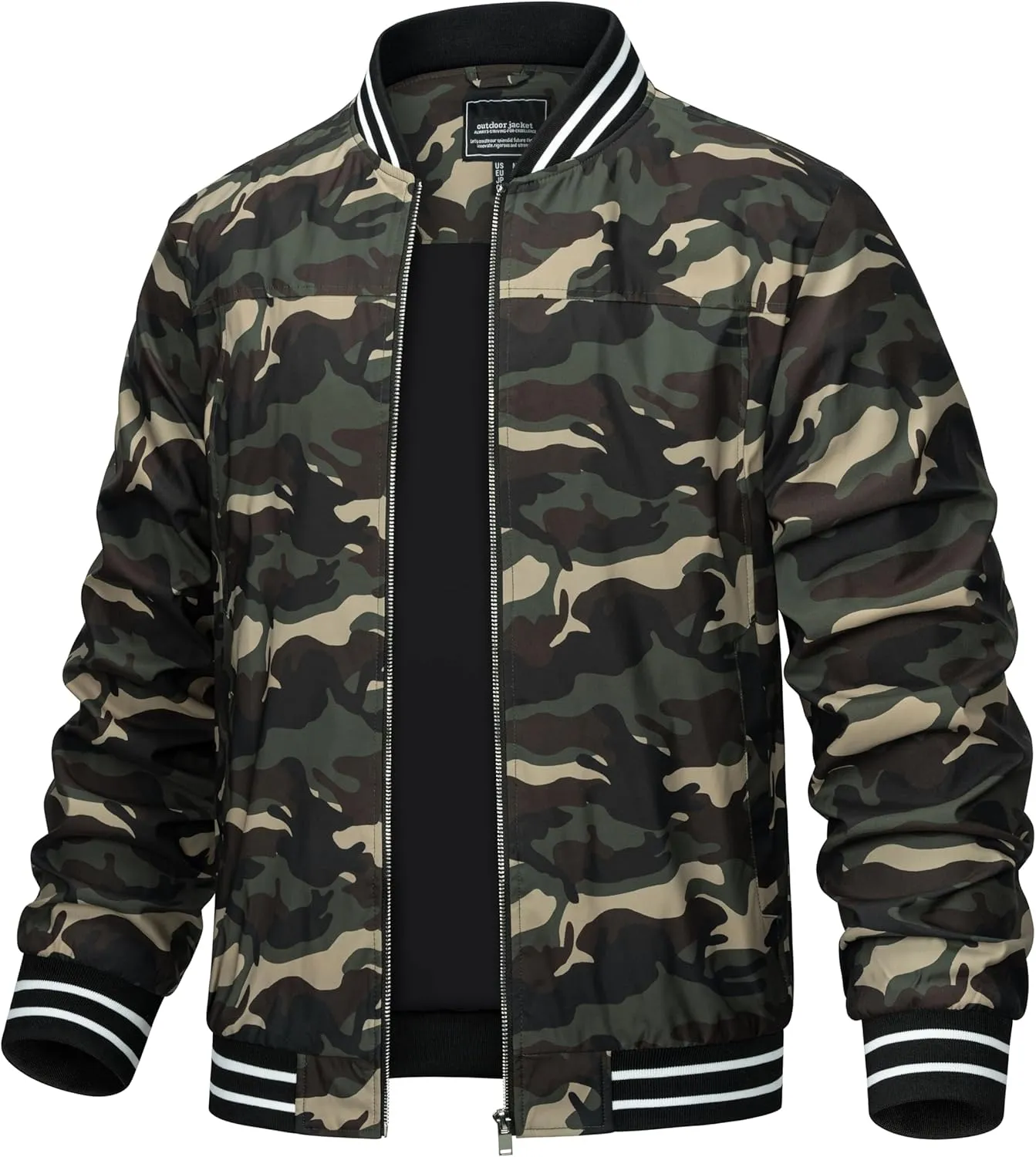 TACVASEN Men's Lightweight Jacket Casual Spring Fall Windbreaker Bomber Zip Up Coat With Pocket