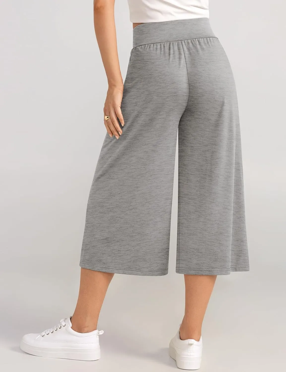 TARSE Wide Leg Cropped Palazzo Pants for Women Culottes with Pockets Summer Gaucho Pants