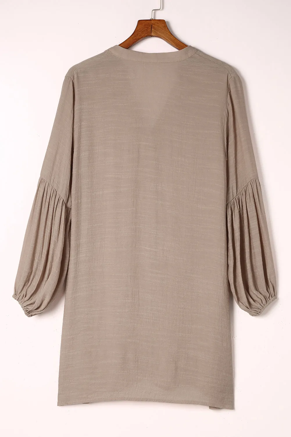 TEEK - Notched Button Up Balloon Sleeve Top