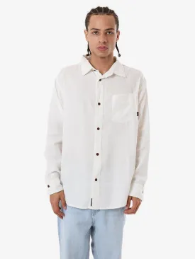 THRILLS Hemp Minimal Thrills Oversize Long Sleeve Shirt - DIRTY WHITE