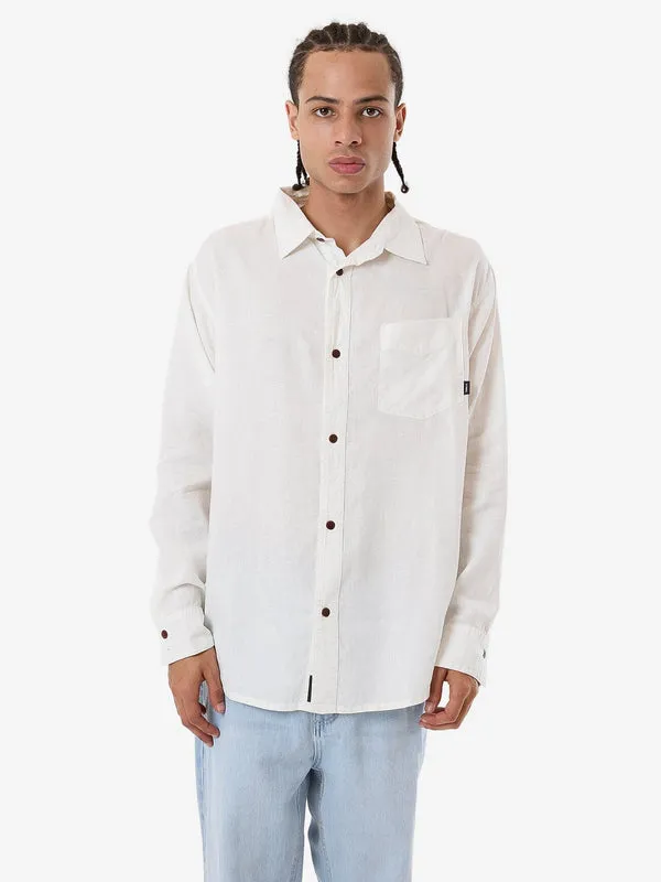 THRILLS Hemp Minimal Thrills Oversize Long Sleeve Shirt - DIRTY WHITE
