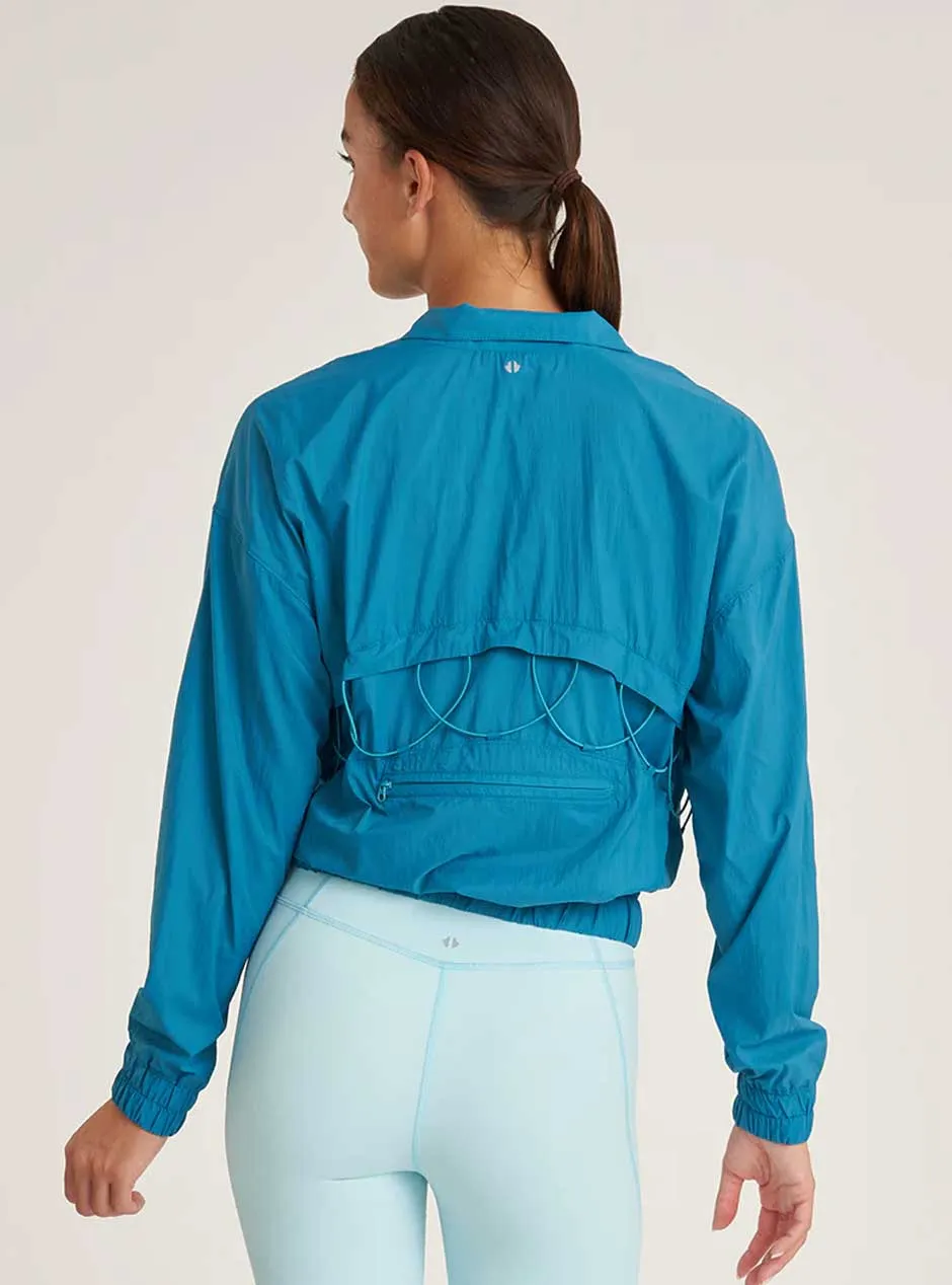 Thrive Société Women's Packable Bungee Windbreaker Jacket -  Caribbean Blue